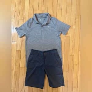Under Armour Golf performance shorts and Polo set.  Boys L / 12.
